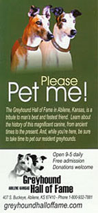 greyhound museum card (ad) from kansas visitor's center